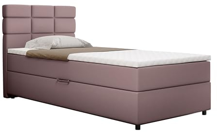 PANDA MÖBEL Boxspringbett Reve, 100x200 Polsterbett mit Bettkast und Topper-rosa