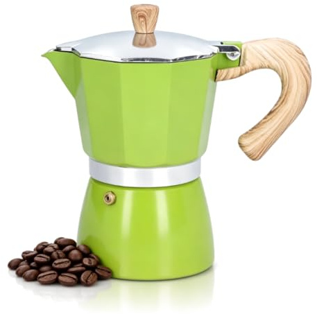 Cafetera, Moka Pot, Cafetera De 300 Ml, Cafetera De Aluminio Moka Stove, Cafetera Italiana Clásica, Moka Maker Cafetera Para Estufa De Gas, Estufa, Horno Electrotérmico(verde)