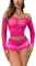 Buitifo Femme Ensemble de Lingerie Mesh Sexy Nuisette Babydoll Dentelle Bodys sous-Vêtement(Rose rouge50,Taille Unique)