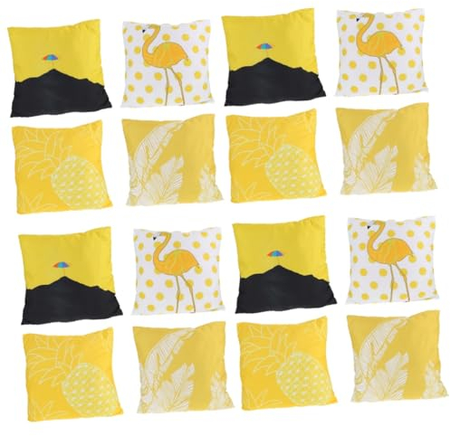 Amosfun 16 Pièces Taie d'oreiller Ananas Taies d'oreiller D'été Taies d'oreiller 18x18 Taies d'oreiller Floues Taie d'oreiller Floue Carré Ménage Jeannette Unie Brossée Simple Face Coussin