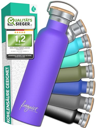 Thermosflasche 750l Edelstahl LILA - Isolierflasche Hält 25h Kalt/13h Warm, BPA Frei - Isoflasche für Wandern, Fahrrad, Büro