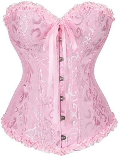 Zooma Steampunk - Corsetto gotico da donna, corpetto intero, 819-rosa, M
