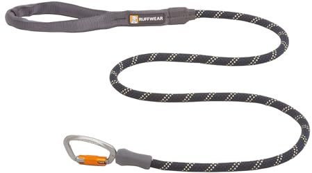 Ruffwear Knot-a-Leash Reflective Dog Lead, Large No Pull 1.5m Dog Leash with Padded Handle, Lightweight & Heavy Duty Dog Lead, Anti-Tangle lead, Secure Locking Carabiner, S, Obsidian Black