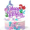 Xsstarmi 1 Pack Mermaid Happy Birthday Cake Topper - Glitter Purple Tail, Seashells, Coral Pick Decoration for Under the Sea Baby Shower Party Cake Decorations