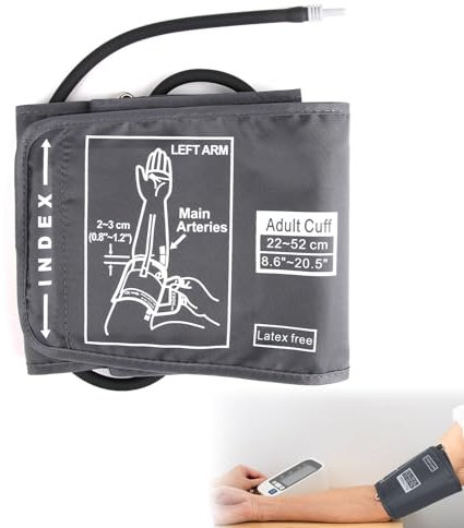 Manguito Tensiometro de Brazo Grande 22-52cm Extra Grande Brazalete de Repuesto para Presión Arterial de Uso Doméstico Compatible con Monitores de Presión Arterial Universales - Gris Oscuro