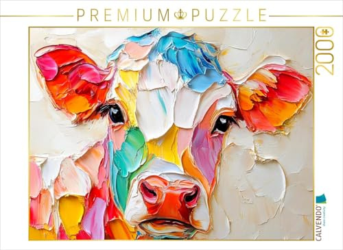 CALVENDO Puzzle Buntes Kalb. Zauberhaftes Rinder-Portrait | 2000 Teile Lege-Größe 90 x 67 cm Foto-Puzzle für glückliche Stunden