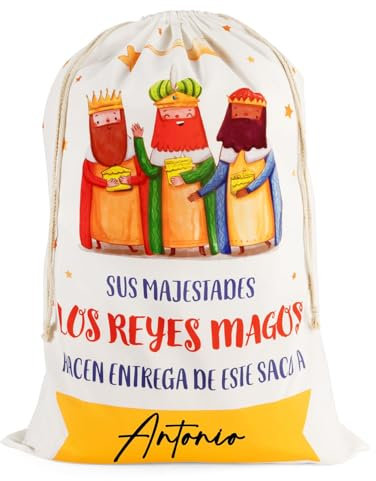 BOFUNX Saco Reyes Magos Español Bolsa Grande de Tela en la que Puede Escribir Nombres Regalo Decoraciones para Navidad Día de Reyes Magos