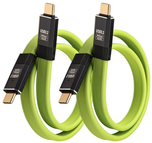 Leehitech 2×0.5M 100W USB C to USB C Short Flat Cable, 20Gbps Data Transfer USB 3.2 Gen2 USB Type C Charger Cable Support 8K Dispkay for iPhone 16/15, Macbook, iPad Pro, Samsung Galaxy S24