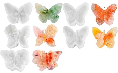 WOURRD 5 moldes de mariposa de silicona, moldes de resina perfumada para decoraciones de fondant de chocolate