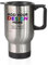 Personalised Travel Mug Silver 14oz with Handle & Lid – Custom Stainless Steel Mug with Photo, Text or Logo, Reusable Thermos for Hot Drinks – Gift for Mum, Dad, Colleague, Birthdays, Work & Adventure