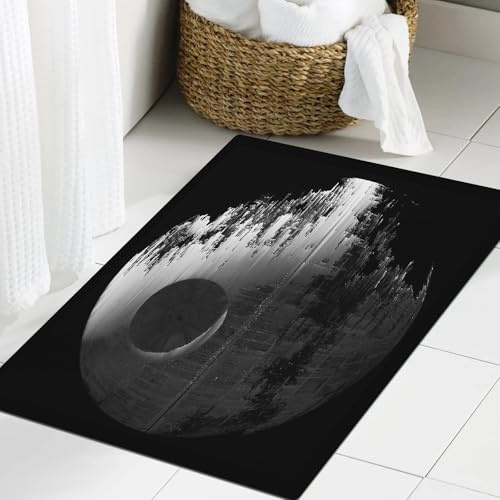 FSDGY Non-slip Barrier Mats Door Mat, Super Absorbent Entrance Rug Machine Washable Soft Floor Mat Carpet,War Death Star Black Gray,24x35in
