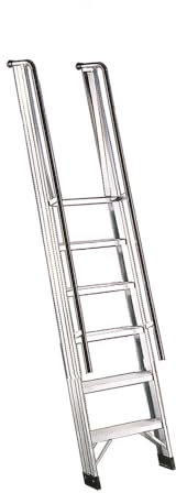 Svelt Scala Professionale d’Appoggio con Corrimano e Guardacorpo – 6 Gradini Piani Antisdrucciolo, Inclinazione 68°, Alluminio Estruso – Certificata UNIEN131 / D.Lgs. 81/08 (6 Gradini)
