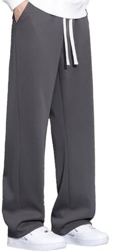 SHAGGA Pantalon de jogging pour homme, ourlet droit ouvert, taille élastique avec poches pour la course, la gym, l'entraînement