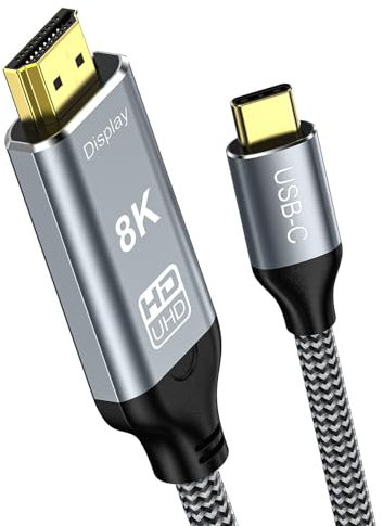 CHENLENIC USB C to HDMI 2.1 Cable, 8K@60Hz 4K@144Hz,Thunderbolt 4/5 to HDMI,Type C Compatible with MacBook Pro M4,M3, iPad, iPhone 16Pro, Supports HDCP 2.3 & HDR10, High Speed 48Gbps, Gaming Monitor