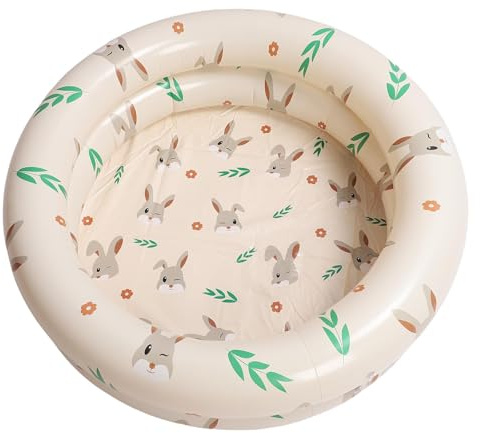 Keenso Piscine Gonflable, Petite Piscine Infantile, avec Design Pliable, pour la Fête de l'eau d'été, Arc-en-Ciel (Lapin Beige)