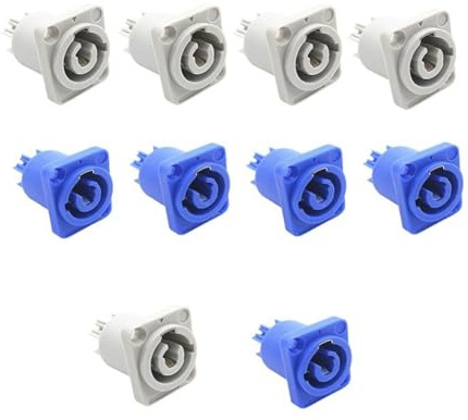 Orolotay 10Pcs 3 PIN 20A 250V AC Powercon Connector Socket PowerCon Socket Power Plug Adapter NAC3MPA-1 NAC3MPB-1 Output Connector Blue and Grey White