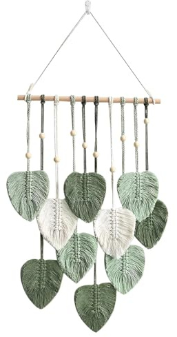 Lansls Makramee Wandbehang Boho Deko, Tapisserie Wanddeko Boho, Makramee Blätter Wandteppich, Gewebte Blattquasten, Für Outdoor, Wohnzimmer, Schlafzimmer, Indoor (B)