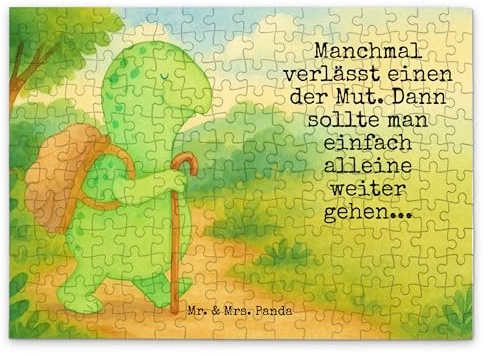 Mr. & Mrs. Panda Puzzle Schildkröte Wanderer Design 192 Teile - Geschenk, Motivationsspruch, Motivation, 2000, Motivationssprüche, Legespiel, 500, Schildkröten, Puzzlespiel, 1500, Rucksack
