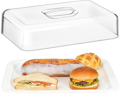 BESPORTBLE Rectangular Acrylic Food Dome Cover , Clear Pastry Lid for Afternoon Tea Dessert Display, Protective Cake Guard Shield for Kitchen Party Picnic Buffet, Tray NOT Included, 1PC
