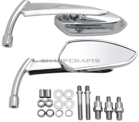 For Sportster XL 883 XL1200 Touring Road King Softail Dyna Bobber Chopper Motorrad Rückseitenspiegel(04(Chrome))