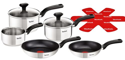 Tefal Comfort Max 11-tlg. Kochgeschirr-Set, Antihaftbeschichtung, Thermo-Signal, Thermo-Fusion Boden, für alle Herdarten, ergonomisch, komfortabler Griff, einfache Reinigung, Edelstahl, G726SB04