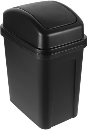 SUPVOX Poubelle en Plastique avec Couvercle à Bascule, Grosse Capacité, Couleur Noir Profond, Taille Moyenne, Cuisine et Bureau, Conteneur à Ordures Pratique pour Déchets Ménagers
