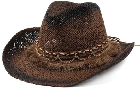 CHENWEIHAI Chapeau Paille Chapeau Rétro pour Hommes Paille De Paille pour Hommes Chapeau De Voyage Beach Vacation Chapeau Melon Parasol pour Adultes (Taille Unique/Marron)