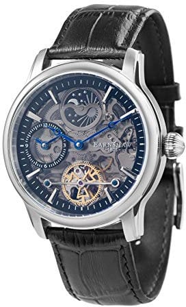 Thomas Earnshaw Longitude Shadow ES-8063-04 Herren-Armbanduhr mit Automatikgetriebe, schwarzes Zifferblatt mit Skelett-Anzeige, schwarzes Lederarmband