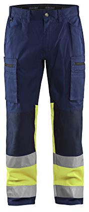 Blaklader 15511811 Hochsichtige Hose mit Stretch, Marineblau/Gelb, grootte D88