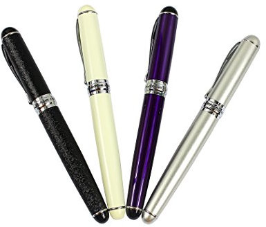 Ranvi JinHao 750 Fountain Pen, Medium Metal Nib With Ink Converter,4 PCS,4 Colors (purple, white, champagne silver, matte black)