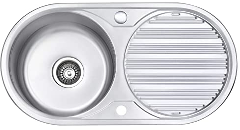 JASSFERRY Fregadero de cocina un seno, de Acero Inoxidable, escurridor reversible, con colador de residuos
