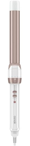 Conair Double Ceramic 1-Inch Curling Wand, Produces Flawless Waves, Curling Iron for Use on Medium and Long Hair, 30 Heat Setting Curling Iron, White