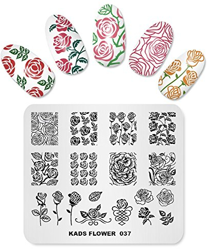 KADS Nail Stamping Plate Rose Flower Nature Nail Art Stamp Template DIY Image Template Manicure Stamping Plate Stencil Tools (FL037)