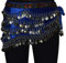 Tanzbekleidung & Accessories Bauchtanz Münzgürtel Samt Hüfttuch Belly Dance Bauchtanzgürtel Karneval Münzen (Blau mit silbernen Münzen)