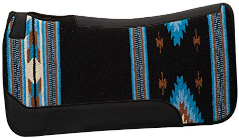 Weaver Leather Tapis de Selle profilé en Feutre mélangé à Tissage Unique Unisexe, Noir/Bleu, 31 L x 32 W