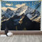 ABAKUHAUS Natur Wandteppich, Ansicht der Alpen-Berge aus Weiches Mikrofaser Stoff Waschbar ohne Verblassen Digitaldruck, 150 x 110 cm, Schwarz Weiß