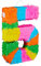 Relaxdays 3 TLG. Pinata Set Geburtstag, Zahl 5, Pinatastab mit Augenmaske, Kinder & Erwachsene, Piñata zum selbst Befüllen, bunt