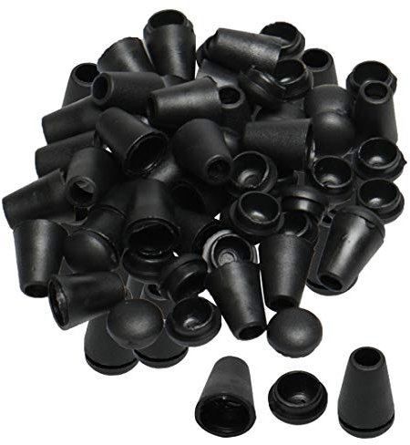 sourcing map 50pcs Black Bell End Stopper Cord Rope Ends Locks Lanyard Clips Fastener for Backpack Drawstrings Accessories
