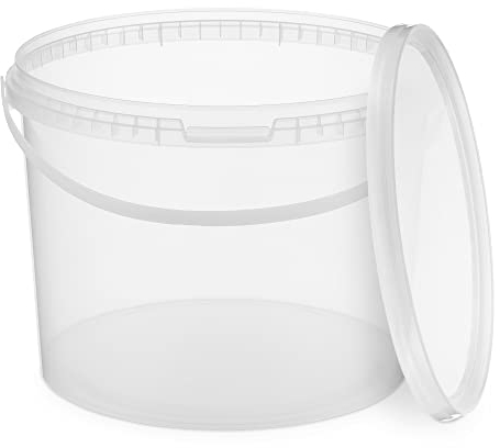 BenBow Seau avec Couvercle 1l Transparent 1x 1 litres - Convient pour Aliments, Stable, étanche à l'air, Anti-Fuite, inodore - Seau en Plastique - Vide