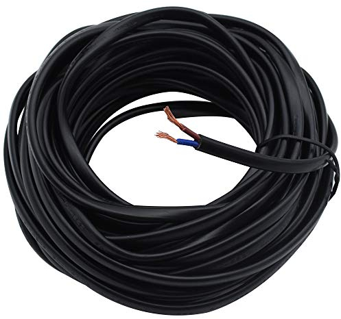 JaneYi 10 Metri Filo Nero 2-Nucleo Cavo Elettrico 0.75mm² 5A Nucleo di Rame Cavo Piatto Cavo Flessibile in PVC Cavo di Prolunga Tagliabile per l'Installazione di Elettrodomestici a Basso Consumo