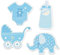 Holz Streu-Deko Streu-Teile Konfetti Holz-Sticker BABY BOY blau Flasche Kinderwagen Body & Elefant Tisch-Deko Baby-Party Taufe Geburt Junge Bastelzubehör (Baby Boy blau)