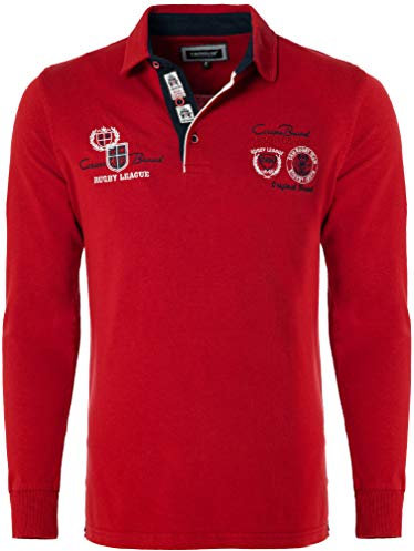 CARISMA Casual Herren Longsleeve Langarmshirt Sweatshirt Poloshirt Regular Fit mit Hochwertigen Stickerei 3433,Rot,L