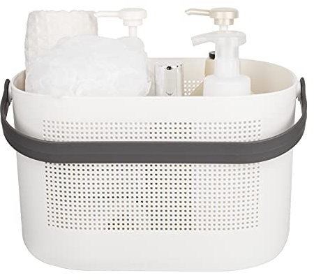 UUJOLY Kunststoff-Aufbewahrungskörbe mit Griffen, Dusch-Caddy, Regal-Organizer, Korb für Badezimmer, Küche, Schlafsaal, grau