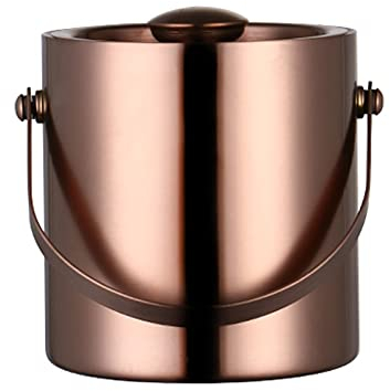 YUNM Eiskübel Edelstahl Eiseimer Eisbehälter Für Eiswürfel U. Früchte Ideal Für Party U. Hochzeit Für Besonders Lange Kühlung, Ideal Für Party U. Hochzeit 2L Roségold