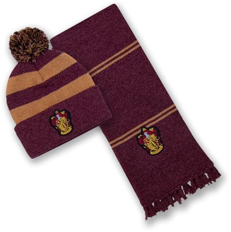 Harry Potter Gryffindor Erwachsene Mütze und Schal Winter Set, kastanienbraun, One size
