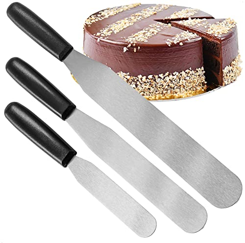 Robin Goods® Set di 3 spatole - spatola in acciaio inossidabile con manico in plastica - spatola in 3 misure - spatola per accessori da forno (3 parti - con manico in plastica)