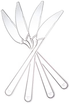 Commerline Plastikmesser 200 Stück | Plastikbesteck | Mehrweg & Robust Party Besteck | Plastik Messer Wiederverwendbar Messer | Spülmaschinenbeständig gemäß