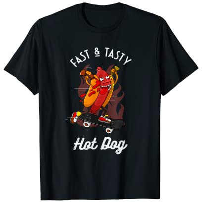 Fast & Tasty Hotdog Lustiger Skater Würstchen BBQ-Liebhaber T-Shirt