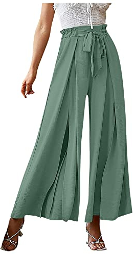 Hosen Damen elegant,Schnittschutzhose Urban Classic hoserock Damenmode Festlicher Hosenanzug Chiffon Jogginghosen FüR Damenlange Hosen Sommer Engelbert Und Strauss Hosen(MinzgrüN-4,L)