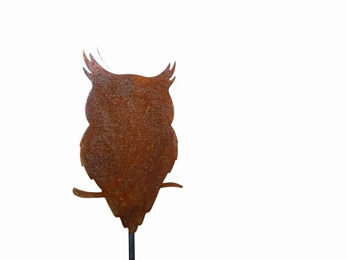 D&L Lasertec Edelrost Gartenstecker Eule Rost mit Stab